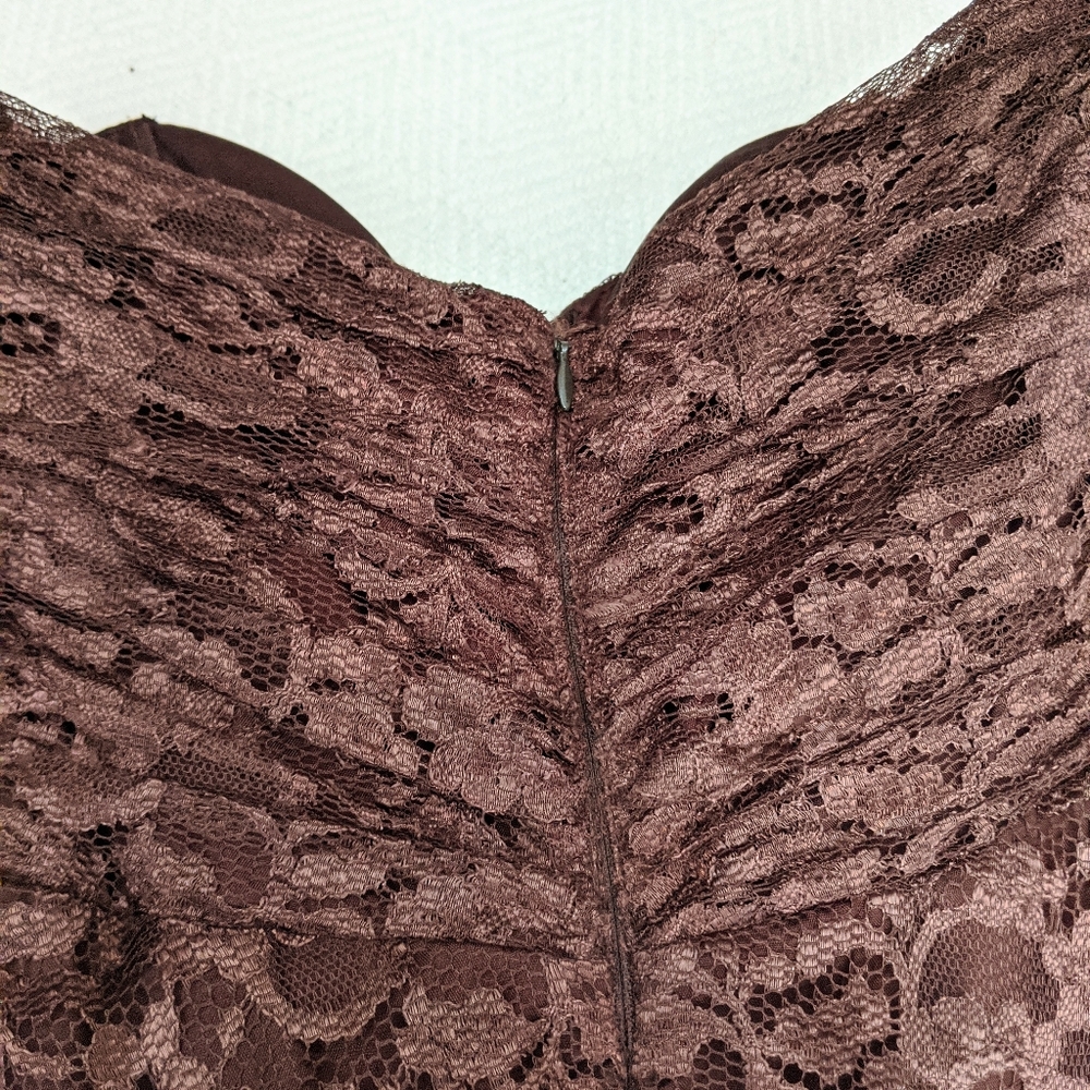 Niki Lavis Strapless Chocolate Brown Lace Cocktail Dress - Picture 6 of 7